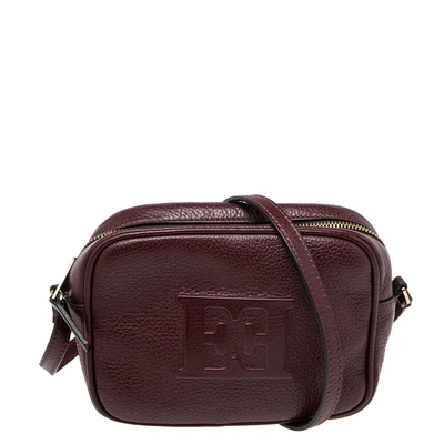 Pre-owned Escada Burgundy Grained Leather Camera Bag