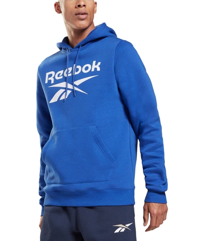 Shop Reebok Men's Logo-print Fleece Hoodie In Bright Cobalt