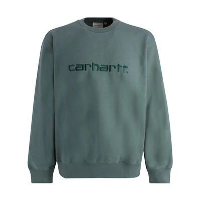 Shop Carhartt Logo Sweatshirt In Green