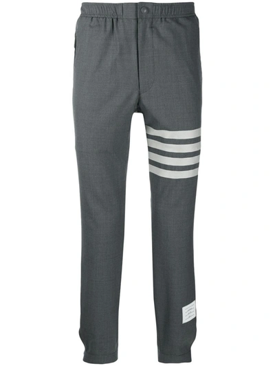 Shop Thom Browne Snap Front Elastic Waist Track Trouser In Grey