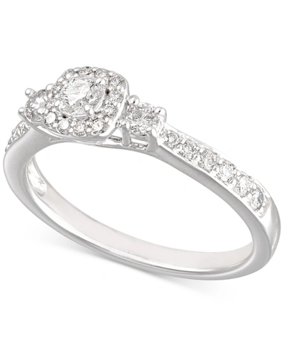 Shop Macy's Diamond Engagement Ring (1/2 Ct. T.w.) In 14k White Gold