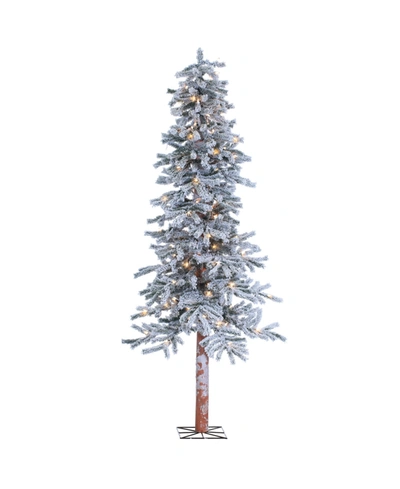 Shop Sterling 6ft. Pre-lit Flocked Alpine Tree With 150 Clear Lights In Green