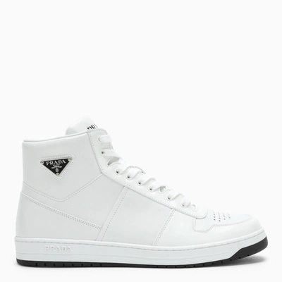 Shop Prada White Leather  Holiday High Sneakers