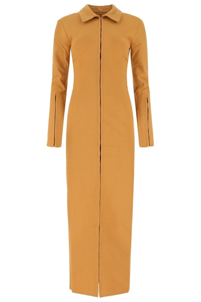 Shop Jacquemus Obiou Stretch Dress In Yellow
