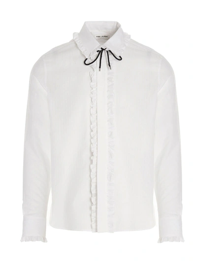 Shop Saint Laurent Men's White Other Materials Outerwear Jacket