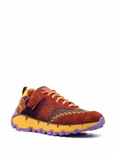 Shop Etro Men's Burgundy Leather Sneakers