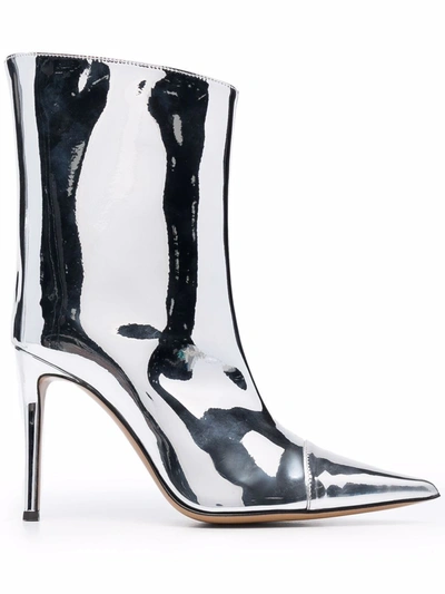 Shop Alexandre Vauthier Women's Silver Leather Ankle Boots