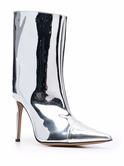 Shop Alexandre Vauthier Women's Silver Leather Ankle Boots
