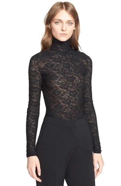 Shop Stella Mccartney Lace Turtleneck Sweater In Black