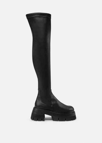 Shop Versace Leonidas Thigh-high Boots, Female, Black, 40