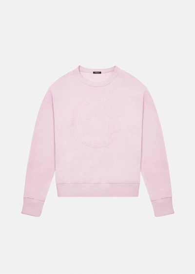 Shop Versace Medusa Crystal Sweatshirt In Light Pink