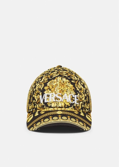 Shop Versace Barocco Logo Baseball Cap In Print