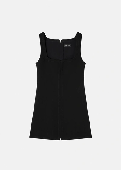 Shop Versace Wool Mini Dress In Black