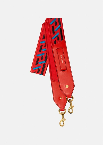 Shop Versace La Greca Signature Bag Strap In Blue+red