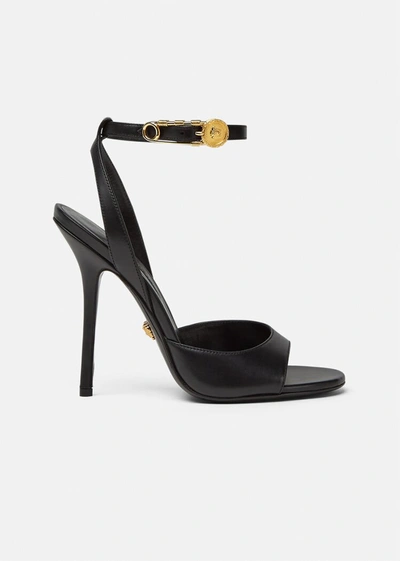 Shop Versace Safety Pin High Heel Sandals In Black