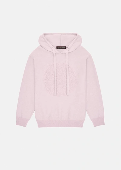 Shop Versace Medusa Wool And Cashmere Hoodie, Female, Light Pink, 40