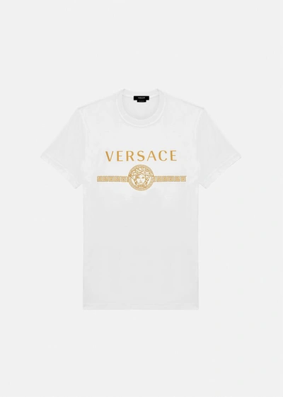 Shop Versace Medusa Logo T-shirt In White+print