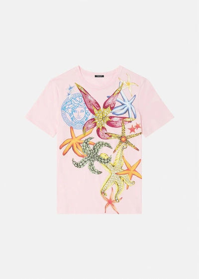 Shop Versace Trã©sor De La Mer Embroidered T-shirt In Pink