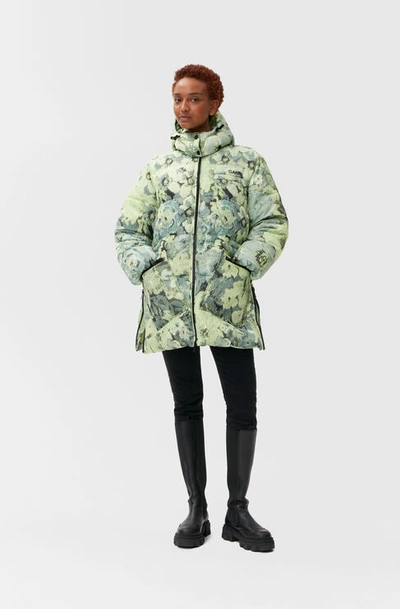 Ganni Long Sleeved Tech Puffer Printed Oversized Puffer Midi