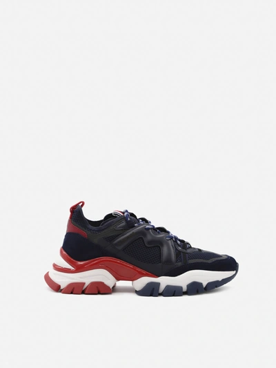 Shop Moncler Leave No Trace M Sneakers In Suede And Mesh In Black, Red