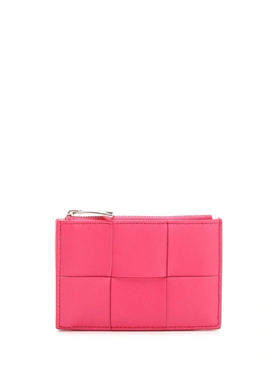 Shop Bottega Veneta Intrecciato Zipped Cardholder In Pink