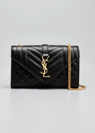 Shop Saint Laurent Small Ysl Monogram Leather Satchel Bag In Black