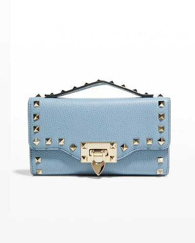 Shop Valentino Rockstud Leather Wallet On Chain In Niagara