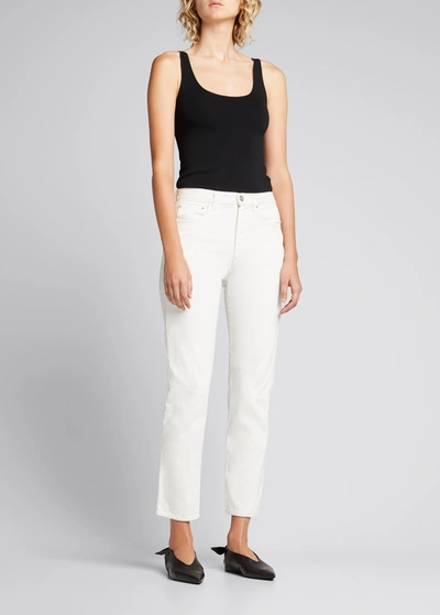 Shop Totême Twisted Seam Straight-leg Denim Pants In Off-white 110