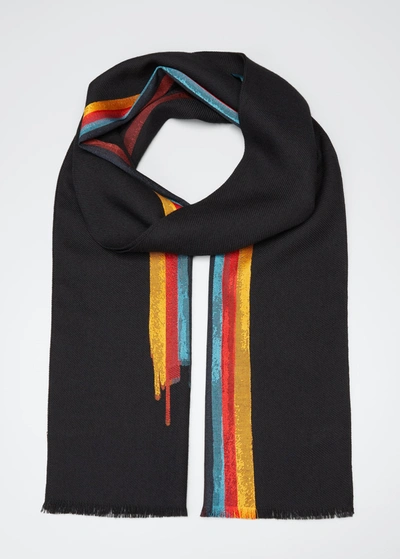 Shop Paul Smith Men's Painted Artist Scarf In 79 Black