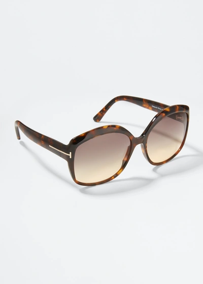 Shop Tom Ford Chiara Round Plastic Sunglasses In Black/grey