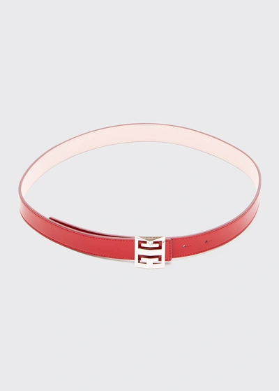 Shop Givenchy 4g Monogram Reversible Buckle Belt In Blush Pink