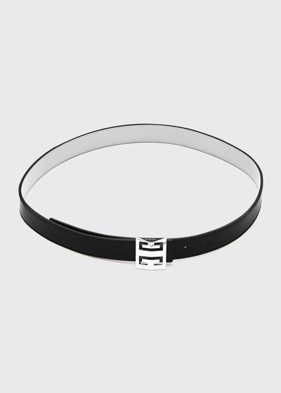 Shop Givenchy 4g Monogram Reversible Buckle Belt In Black