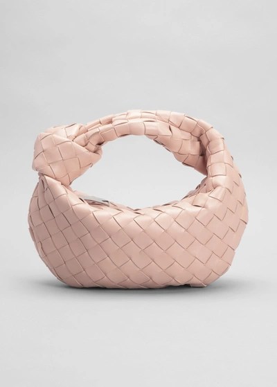 Shop Bottega Veneta Jodie Mini Intrecciato Knot Hobo Bag In Bliss