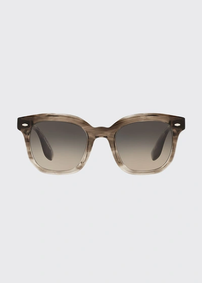 Shop Brunello Cucinelli Filu Oval Acetate Sunglasses In Brown