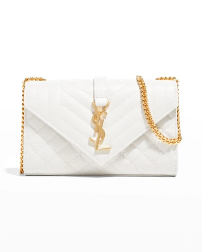Shop Saint Laurent Small Ysl Monogram Leather Satchel Bag In White