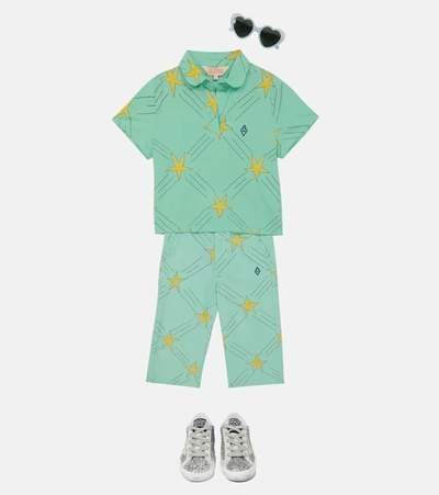 The Animals Observatory Colt Printed Cotton And Linen Pants In Blue