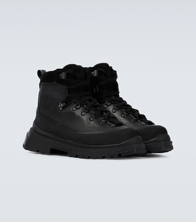 Shop Canada Goose Journey Leather Hiking Boots In Black