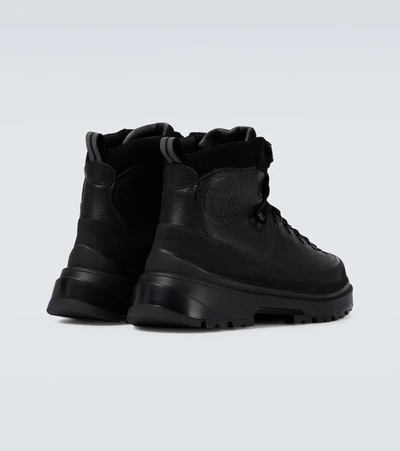Shop Canada Goose Journey Leather Hiking Boots In Black