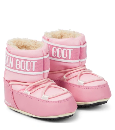 MOON BOOT BABY LEATHER-TRIMMED SNOW BOOTS P00616337