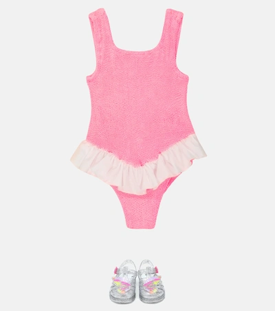 Hunza G Denise Crinkle Swimsuit In Bubblegum