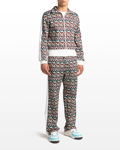 Valentino Stripe-detail Optical Print Jacket In Green/multi
