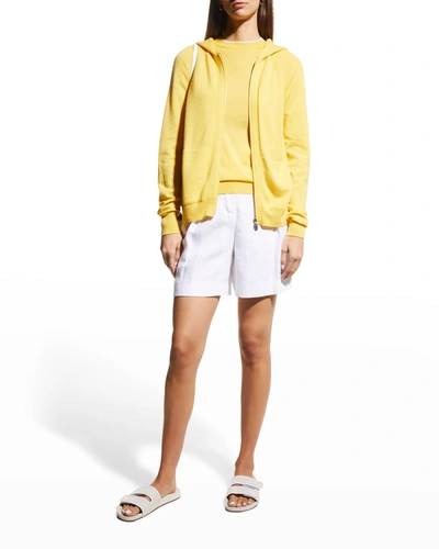 Shop Loro Piana Merano Cashmere Zip-front Hoodie Sweater In 205q Lemon Sorbet