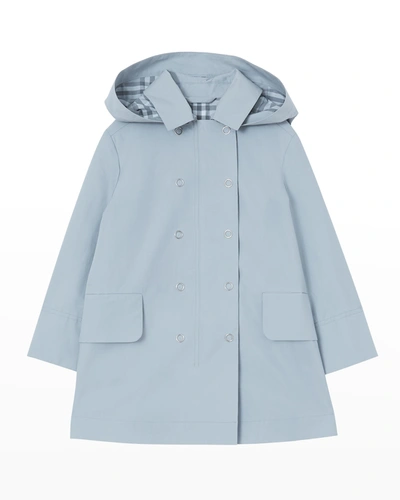 Shop Burberry Girl's Lia Vintage Check Trench Coat In Shale Blue