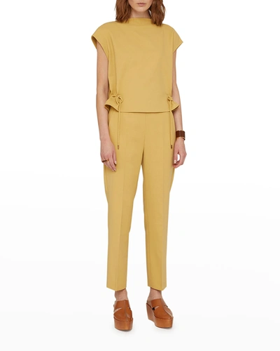 Shop Agnona Coulisse Drawstring Sides Top In Hay