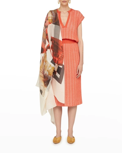 Shop Agnona Serafino Ribbed-knit Midi Dress In Parrot