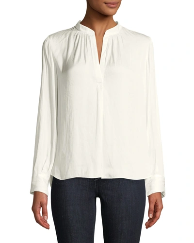 Shop Zadig & Voltaire Tink V-neck Satin Long-sleeve Blouse In White