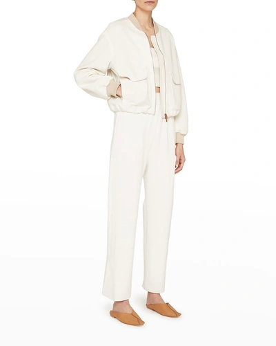 Shop Agnona Textured Jersey Cropped Bomber Jacket In Lana