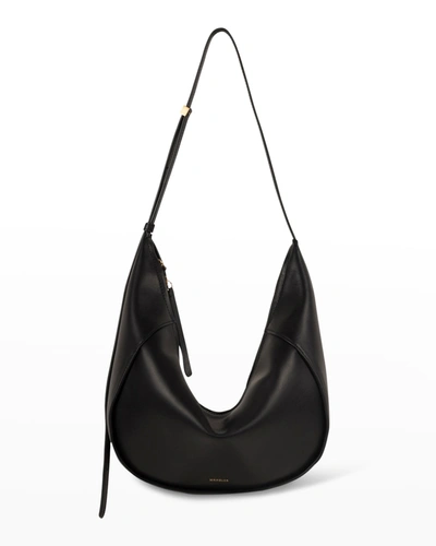 Shop Wandler Maggie Leather Hobo Shoulder Bag In 3200 Black