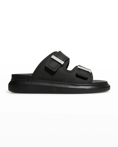 Shop Alexander Mcqueen Men's Logo Flatform Slide Sandals In Blackmulti