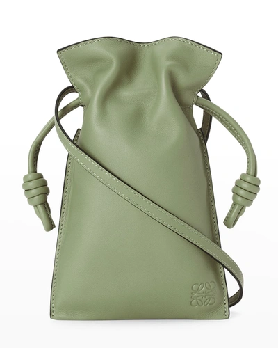 Shop Loewe Flamenco Pocket Mini Drawstring Crossbody Bag In Rosemary